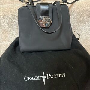 Cesare Paciotti Black Canvas and Leather